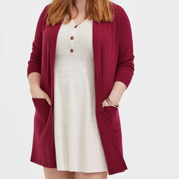 NWT Torrid Red Wine Shawl Collar Cardigan